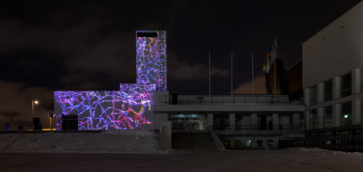 Light installation The Face of the City in Lux Helsinki 2023